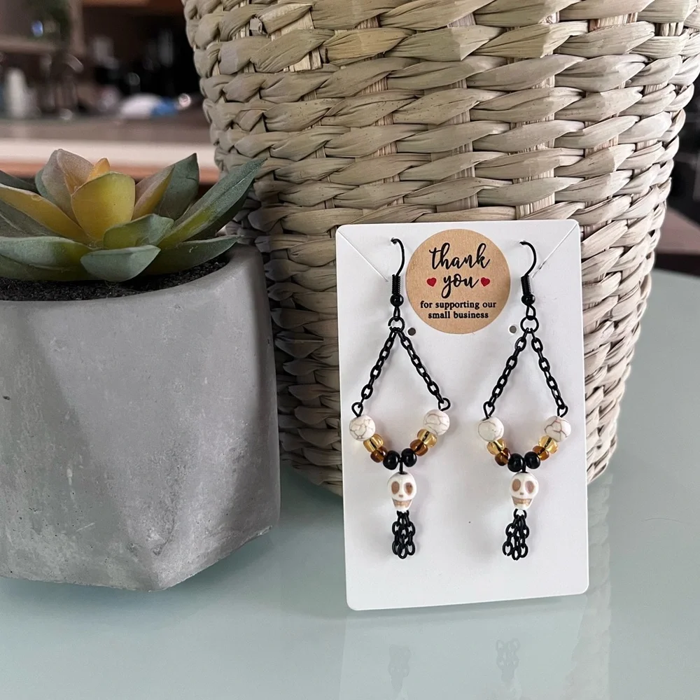 🖤💀Handmade Skull Earrings 💀🖤 - Picture 1 of 9